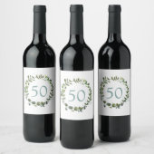 Eucalyptus Greenery 50th Birthday Wine Label Wijn Etiket (Flessen)