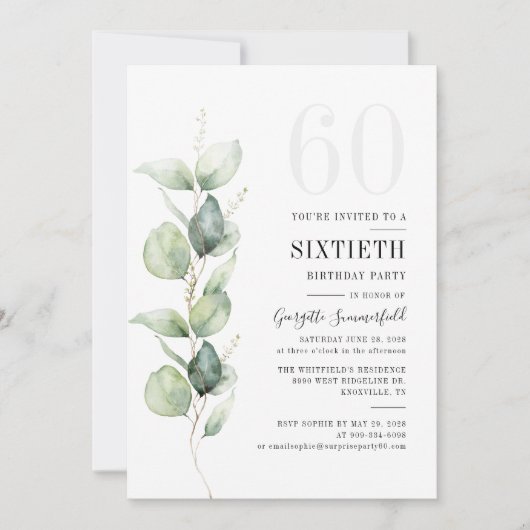 Eucalyptus Greenery 60e verjaardag Kaart (Voorkant)