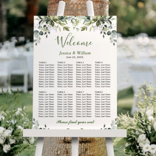 Eucalyptus Greenery 8 Tables Weddenschap Poster