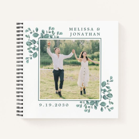 Eucalyptus Greenery - Aangepast fotobudget bruilof Notitieboek (Voorkant)