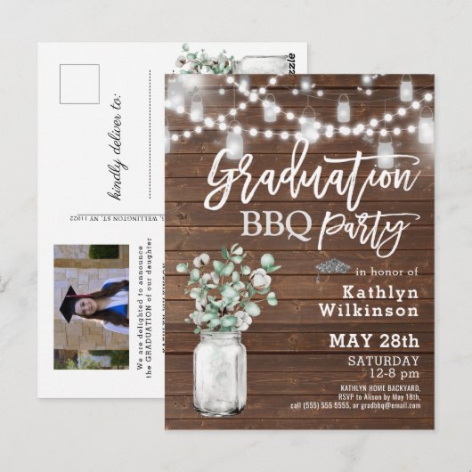 Eucalyptus Greenery AFSTUDEERDER BBQ Briefkaart (Voorkant / Achterkant)