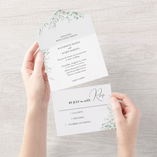 Eucalyptus Greenery All In One Invitation Uitnodiging (Afscheurbaar)