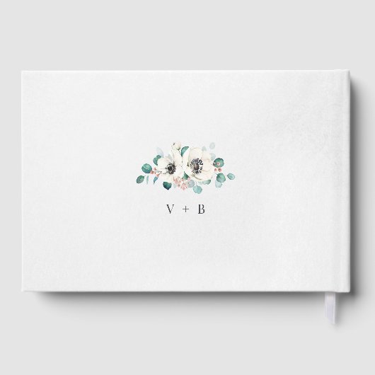 Eucalyptus Greenery anemone florale rustige bruilo Gastenboek (Achterkant)