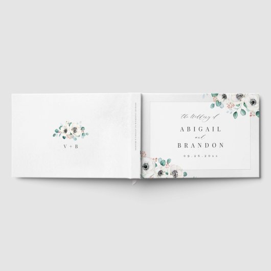 Eucalyptus Greenery anemone florale rustige bruilo Gastenboek (Volledig)