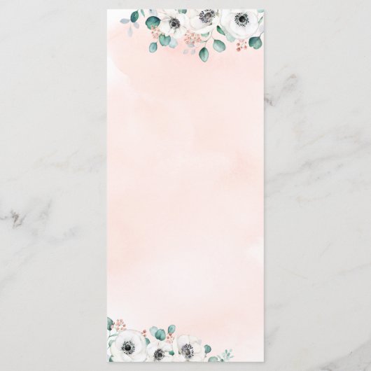 Eucalyptus Greenery anemone florale rustige bruilo Menu (Achterkant)