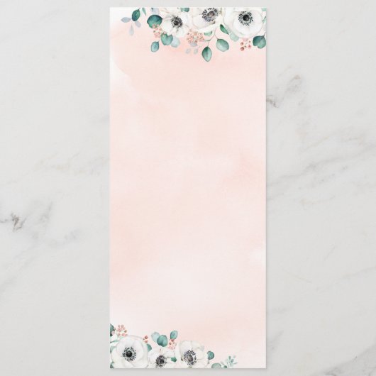 Eucalyptus Greenery anemone florale rustige bruilo Menu (Achterkant)