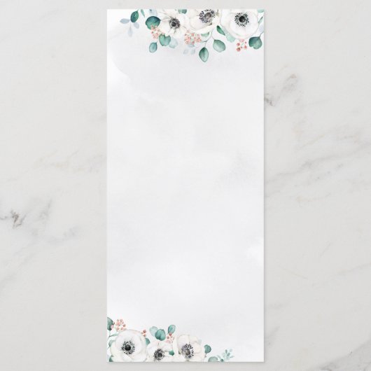 Eucalyptus Greenery anemone florale rustige bruilo Menu (Achterkant)