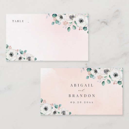 Eucalyptus Greenery anemone florale rustige bruilo Plaatskaartje (Voorkant / Achterkant)