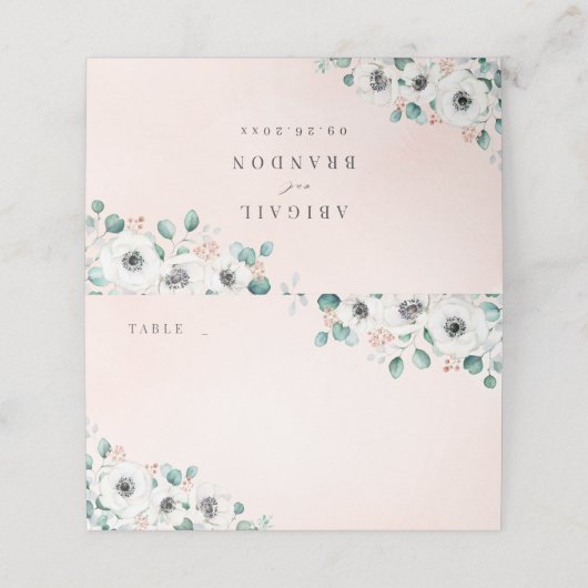 Eucalyptus Greenery anemone florale rustige bruilo Plaatskaartje (Buitenkant ongevouwen)