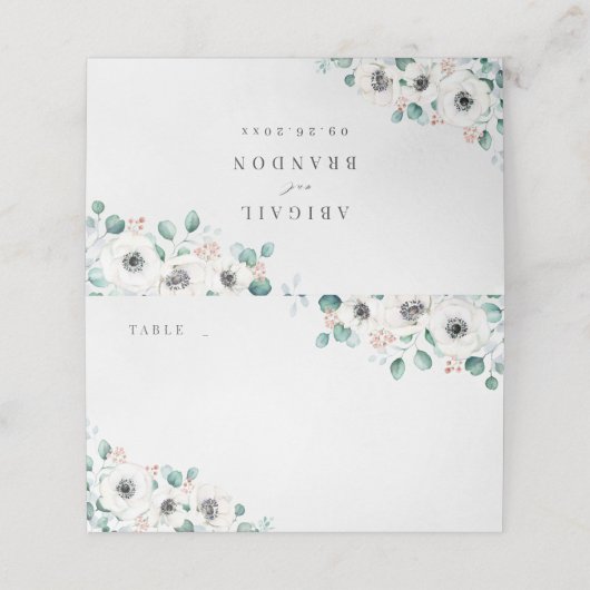 Eucalyptus Greenery anemone florale rustige bruilo Plaatskaartje (Buitenkant ongevouwen)