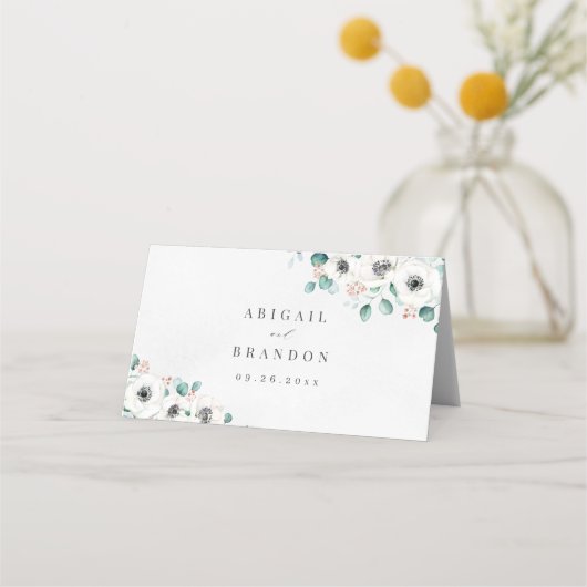 Eucalyptus Greenery anemone florale rustige bruilo Plaatskaartje (Achterkant)