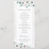 Eucalyptus Greenery anemone florale rustige bruilo Programmakaart (Achterkant)