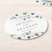 Eucalyptus Greenery anemone florale rustige bruilo Ronde Kartonnen Onderzetter (Gebogen)