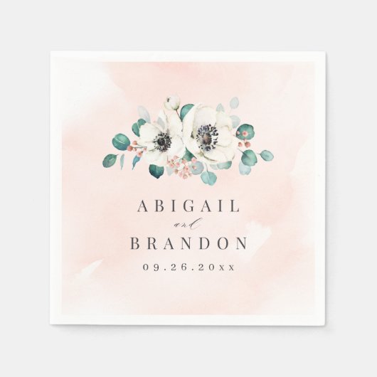 Eucalyptus Greenery anemone florale rustige bruilo Servet (Voorkant)