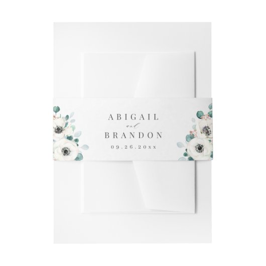 Eucalyptus Greenery anemone florale rustige bruilo Uitnodigingen Wikkel (Voorkant Voorbeeld)
