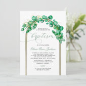 Eucalyptus Greenery Arch Baptisme Kaart (Staand voorkant)