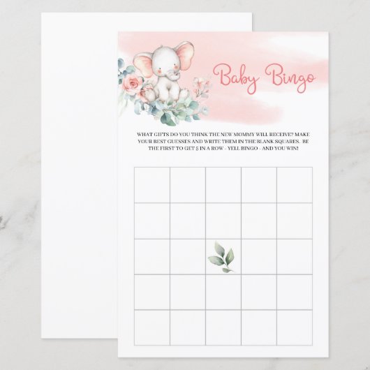 Eucalyptus greenery baby bingo (Voorkant / Achterkant)