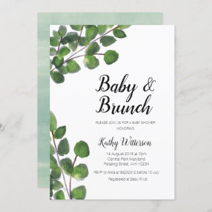 Eucalyptus greenery baby brunch baby shower kaart