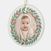 Eucalyptus Greenery Baby First Christmas Photo Keramisch Ornament (Links)