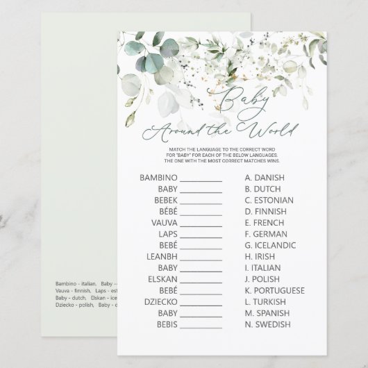 Eucalyptus Greenery Baby over het wereldspel (Voorkant / Achterkant)