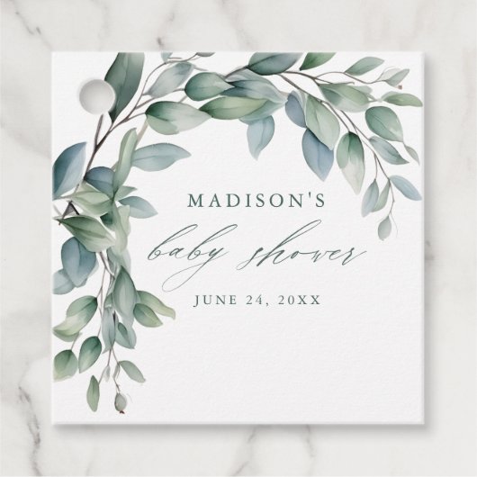 Eucalyptus Greenery Baby shower Bedankjes Labels (Voorkant)