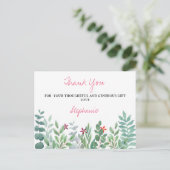 Eucalyptus Greenery Baby shower Bedankt Postca Briefkaart (Staand voorkant)