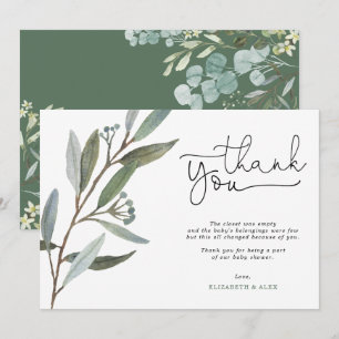Eucalyptus Greenery Baby shower Dank u kaart