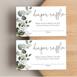 Eucalyptus greenery baby shower diaper raffinageka informatiekaartje