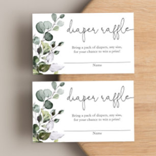 Eucalyptus greenery baby shower diaper raffinageka informatiekaartje