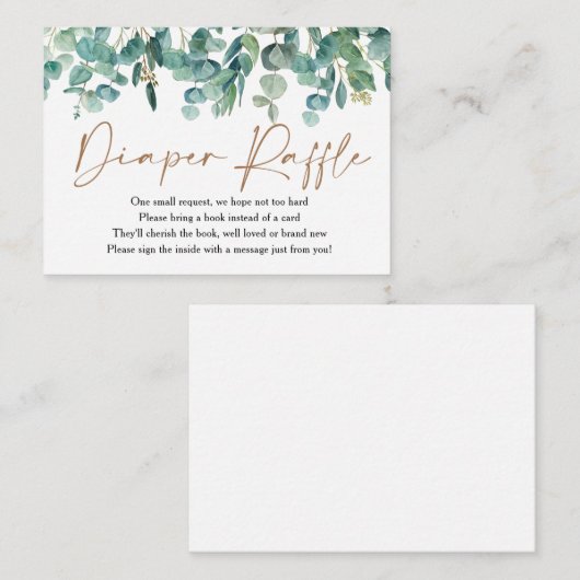 Eucalyptus Greenery Baby shower Diaper Raffle Informatiekaartje (Voorkant / Achterkant)