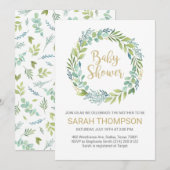 Eucalyptus Greenery Baby shower Invitation Aankondiging (Voorkant / Achterkant)