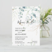 Eucalyptus Greenery Baby shower Invitation Kaart (Staand voorkant)