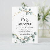 Eucalyptus Greenery Baby shower Invitation Kaart (Staand voorkant)