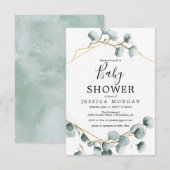 Eucalyptus Greenery Baby shower Invitation Kaart (Voorkant / Achterkant)