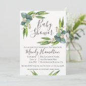 Eucalyptus Greenery Baby shower Invitation Kaart (Staand voorkant)