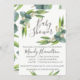 Eucalyptus Greenery Baby shower Invitation Kaart