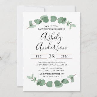 Eucalyptus Greenery Baby shower Invitation Kaart