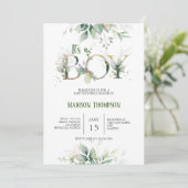 Eucalyptus Greenery Baby shower Invitation Kaart (Staand voorkant)