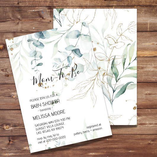 Eucalyptus Greenery Baby shower Invitation Kaart
