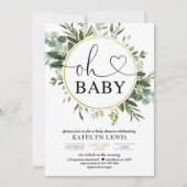 Eucalyptus Greenery Baby shower Invitation Kaart (Voorkant)
