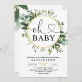 Eucalyptus Greenery Baby shower Invitation Kaart (Voorkant / Achterkant)