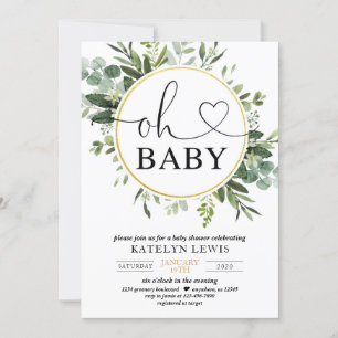 Eucalyptus Greenery Baby shower Invitation Kaart