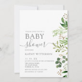Eucalyptus Greenery Baby shower Invitation Kaart (Voorkant)