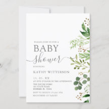 Eucalyptus Greenery Baby shower Invitation