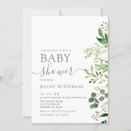 Eucalyptus Greenery Baby shower Invitation Kaart