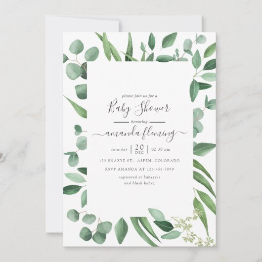 Eucalyptus Greenery Baby shower Kaart (Voorkant)