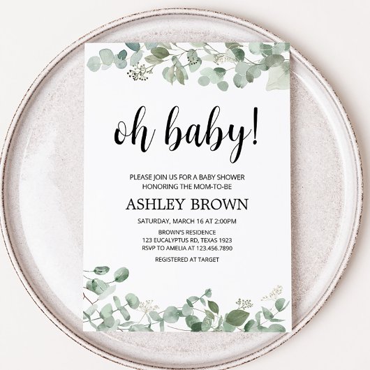 Eucalyptus Greenery Baby shower Kaart