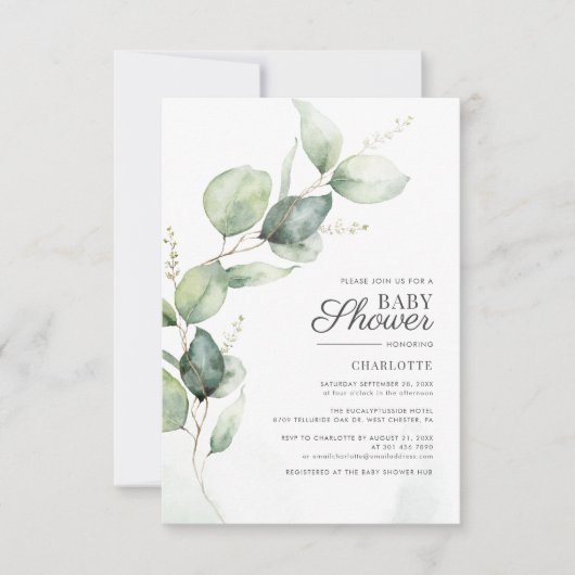 Eucalyptus Greenery Baby shower Kaart (Voorkant)