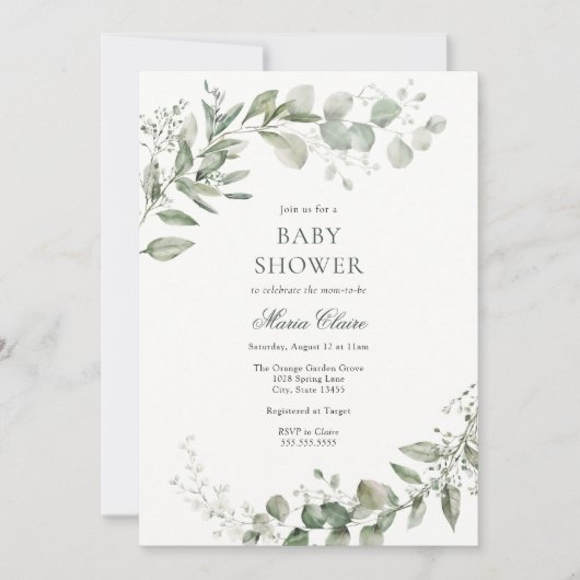 Eucalyptus Greenery Baby shower Kaart (Voorkant)