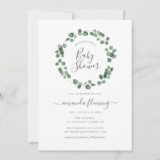 Eucalyptus Greenery Baby shower Kaart (Voorkant)